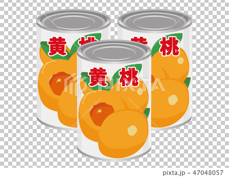 缶詰 桃 黄桃 もも イラスト 缶詰 桃 黄桃 もも イラスト 47048057