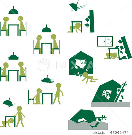 地震いろいろモノトーン 47049474