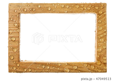 Beautiful wooden frame in raindrops. Isolated 47049513