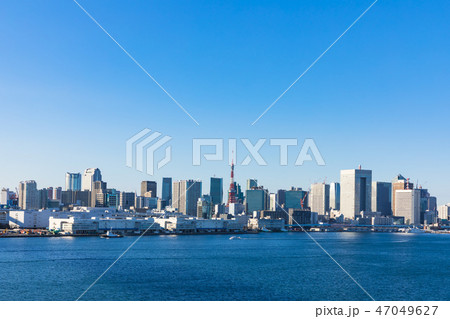 (東京都-都市風景)レインボーブリッジから望む竹芝桟橋側の風景６ 47049627