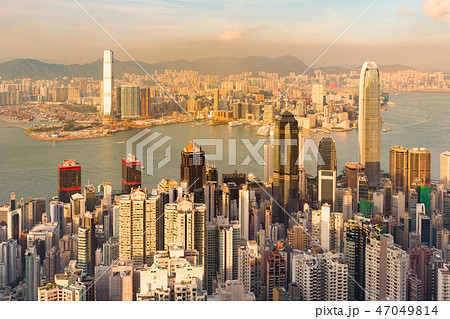 Aerial view Hong Kong over Victoria Peak Aerial view Hong Kong over Victoria Peak 47049814