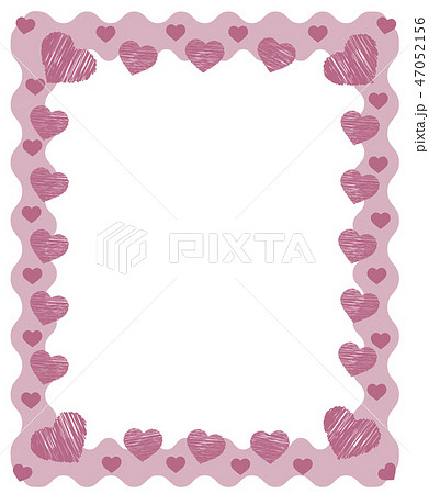 pink zig zag frame border with red pink hearts and place for greeting card text for valentines day 47052156