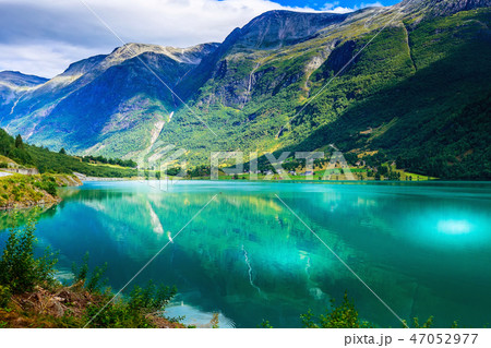 Norway fjord and glacier landscape 47052977