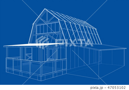 House sketch. Vector rendering of 3d 47053102