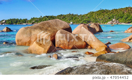 Size Typical boulders in the water at the beach 47054452