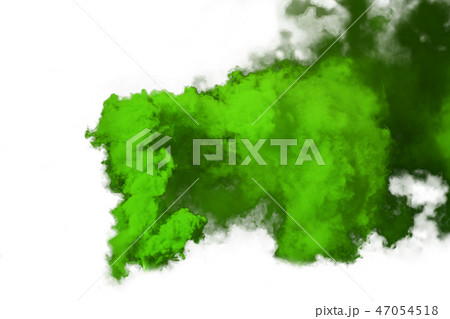 Green smoke bomb isolated on white background Green smoke bomb isolated on white background 47054518