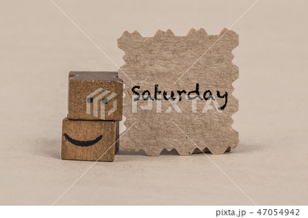 template for saturday with a smiley icon 47054942