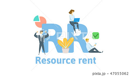 RR, Resource Rent. Concept with keywords, letters and icons. Flat vector illustration. Isolated on 47055062