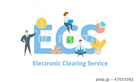 ECS, Electronic Clearing Service. Concept with keywords, letters and icons. Flat vector illustration 47055092