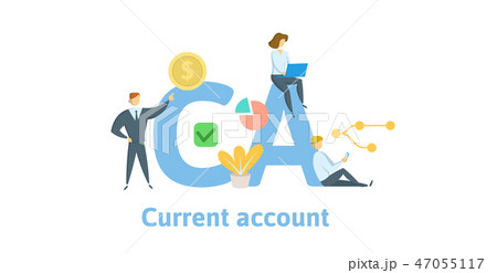 CA, Current Account. Concept with keywords, letters and icons. Flat vector illustration. Isolated on 47055117