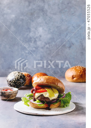 Homemade burgers variety Homemade burgers variety 47055526