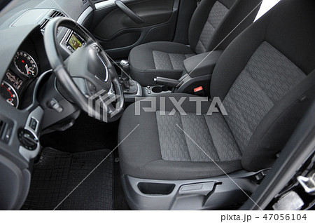 Modern Car Interior with sunlight with white scale and arrow 47056104