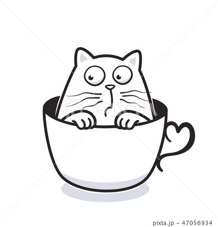 Funny cat in a cup of coffee for greeting card Funny cat in a cup of coffee for greeting card 47056934