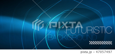 Neon glowing lines, magic energy space blue light concept, abstract background wallpaper design 47057497