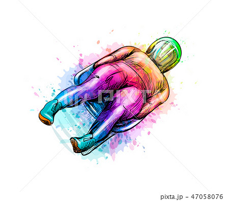 Abstract Luge sport winter sports from splash of watercolors Abstract Luge sport winter sports from splash of watercolors 47058076