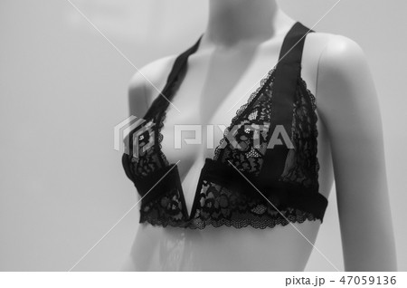 black underwear on mannequin in fashion store  47059136