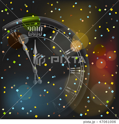 Round black classic wall clock with 2019 digits on 47061006