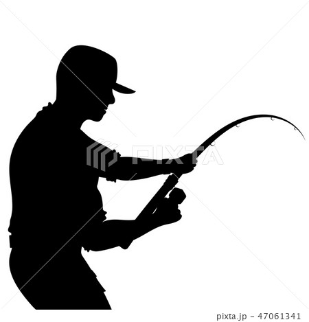 Fisherman With A Fishing Rod Silhouetteのイラスト素材