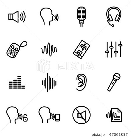 Speech Recognition Device Signs Black Thin Line Icon Set. Vector Speech Recognition Device Signs Black Thin Line Icon Set. Vector 47061357