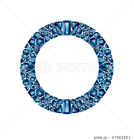 Round frame made of realistic blue amethysts with complex cuts 47062051