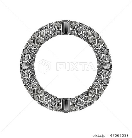 Round frame made of realistic white diamonds with complex cuts 47062053