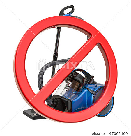 Forbidden sign with vacuum cleaner. 3D rendering 47062400