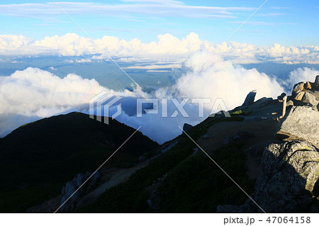 中央アルプス縦走 空木岳山頂からの風景 池山尾根 中央アルプス縦走 空木岳山頂からの風景 池山尾根 47064158