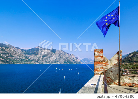 EU flag on lake Garda 47064280