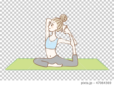 女性　ヨガのポーズ 47064369