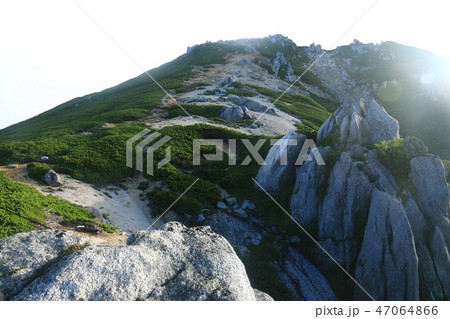 中央アルプス縦走 池山尾根から空木岳山頂を仰ぐ 中央アルプス縦走 池山尾根から空木岳山頂を仰ぐ 47064866