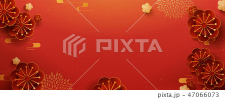 Paper art flower banner 47066073