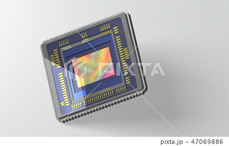 Smartphone camera sensor isolated on white 47069886