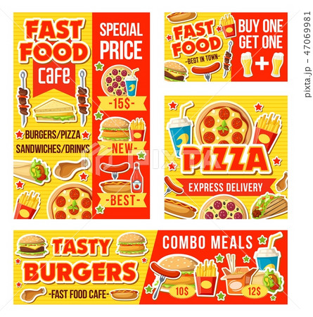 Fast food and drinks menu, vector 47069981