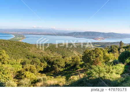 View of Orbetello from mountain Argentario. Italy View of Orbetello from mountain Argentario. Italy 47070173