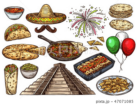 Cinco de Mayo Mexican holiday sketch food 47071085