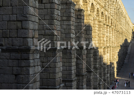 View of the famous Aqueduct of Segovia  View of the famous Aqueduct of Segovia  47073113