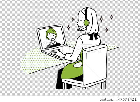 Housewife using a web camera. Housewife using a web camera. 47073421