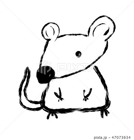 可愛い鼠 子 線画 のイラスト素材