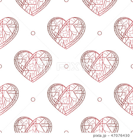 Hearts hand drawn vector seamless pattern. Valentines day background. Love texture for surface 47076430