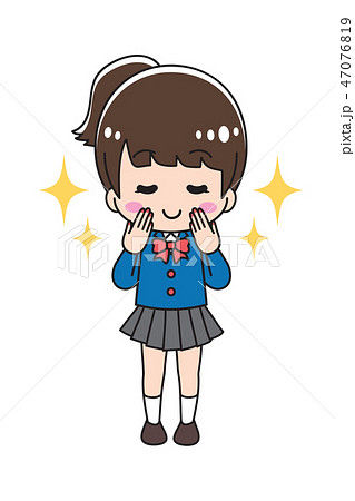 ネイルをする女子高生　全身 47076819