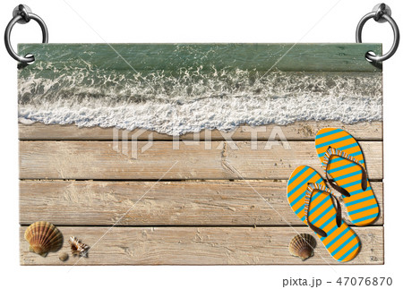 Beach vacation signboard with copy space Beach vacation signboard with copy space 47076870