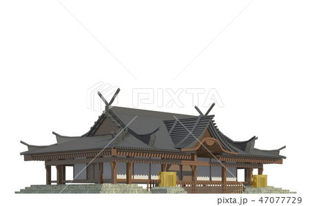 Old japanese building isolated on white background 3d illustration 47077729