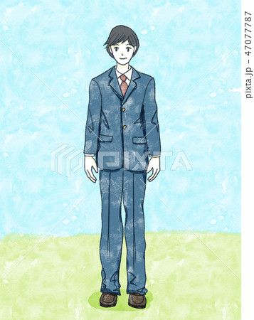 男子高校生 背景ありのイラスト素材