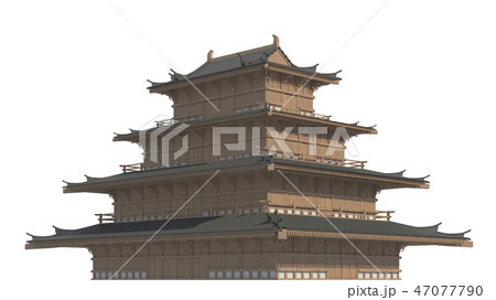 Old japanese building isolated on white background 3d illustration 47077790