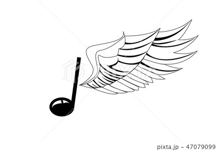 Musical note with wing. Vector illustration. 47079099