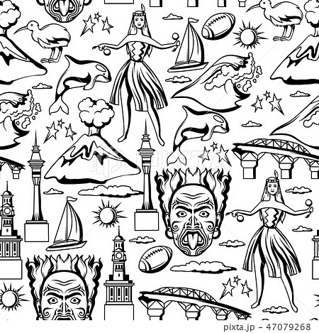 New Zealand Seamless Pattern のイラスト素材