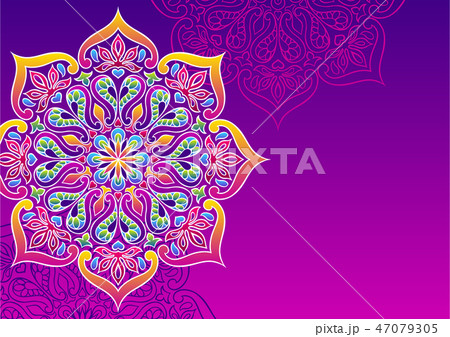 Indian ornamental background. Ethnic folk mandala. 47079305