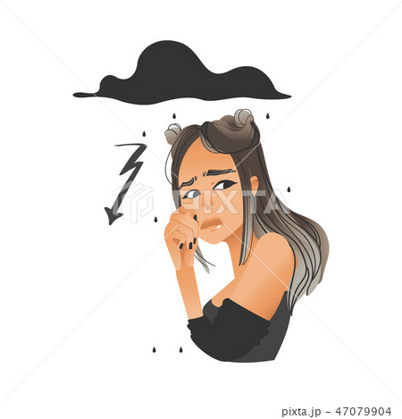 Vector beautiful girl with negative face emotion 47079904