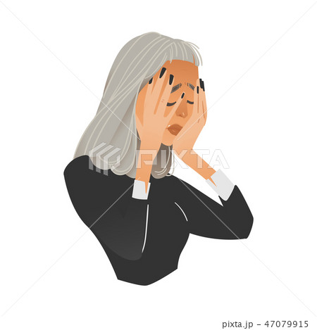 Vector illustration of anxious woman having negative frustrated stressed expression or headache. Vector illustration of anxious woman having negative frustrated stressed expression or headache. 47079915
