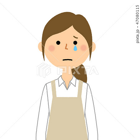エプロンの女性　泣く 47080115